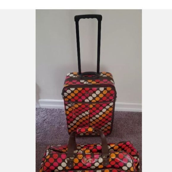 BLUE DOTS Vintage Roxy Roller Bag Suitcase - Picture 3 of 5